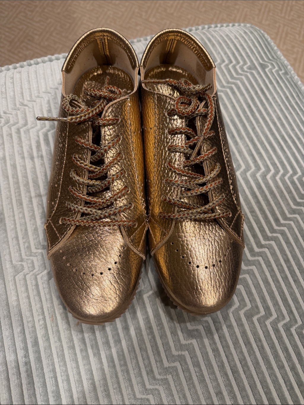 Pedro Garcia Metallic Bronze Lace-Up Sneakers